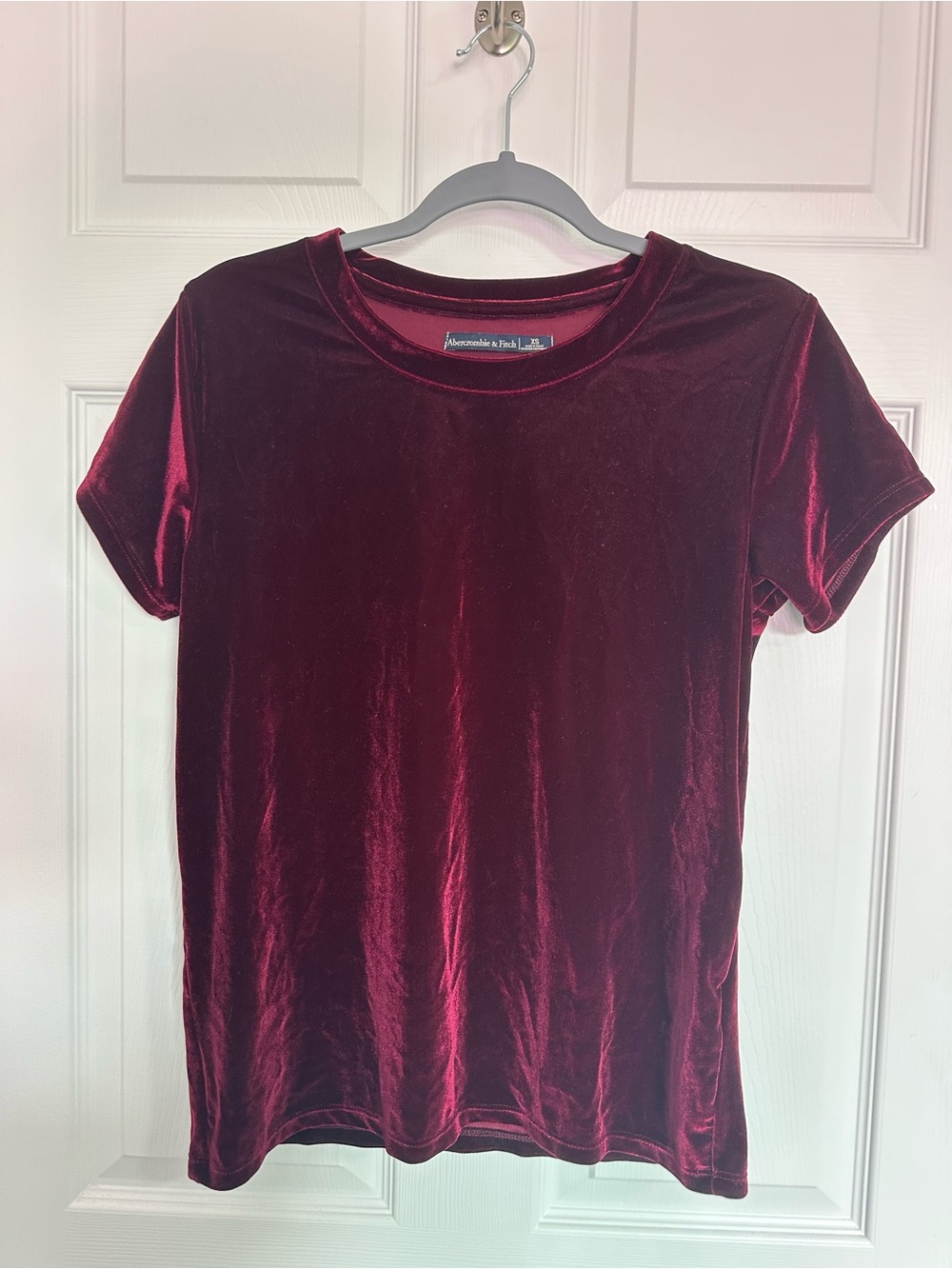 Abercrombie & Fitch Women's Velvet Short Sleeve Tee - Wine